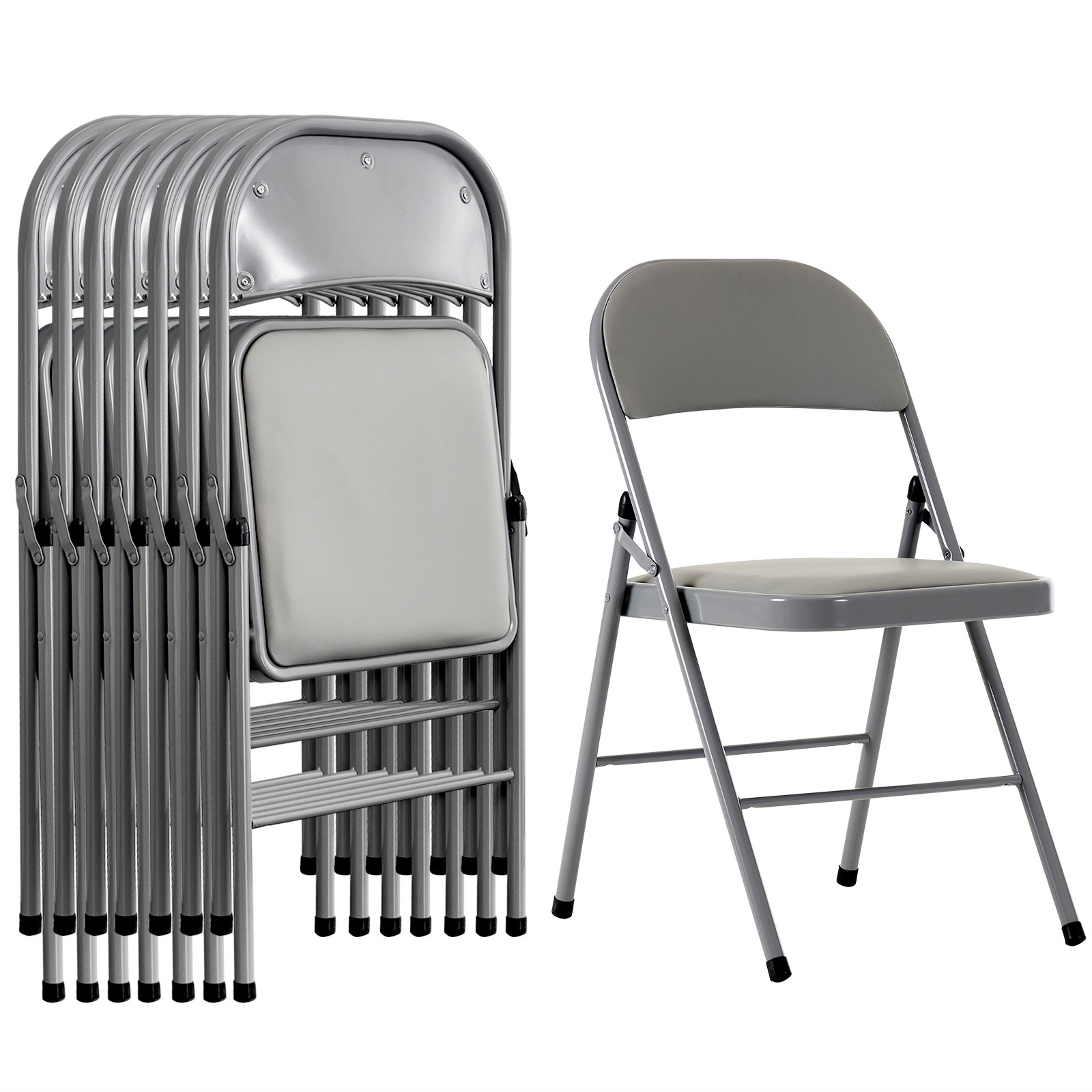 4pcs Elegant Foldable Iron & PVC Chairs for Convention & Exhibition Gray