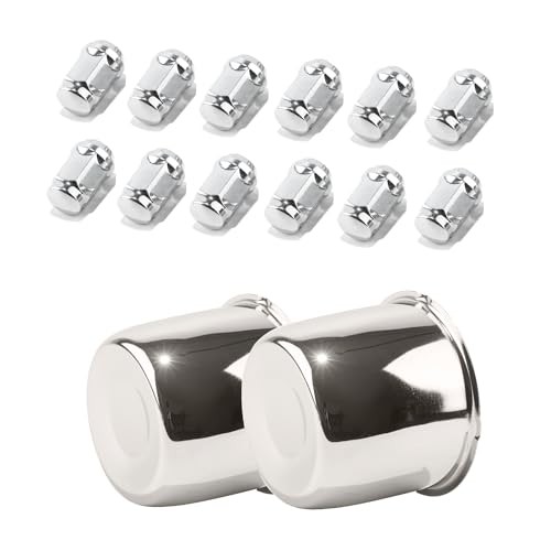 2-Pack Trailer Push Through 2 Center Caps . 12 Pcs 1/2-20 Lug Nuts Chrome