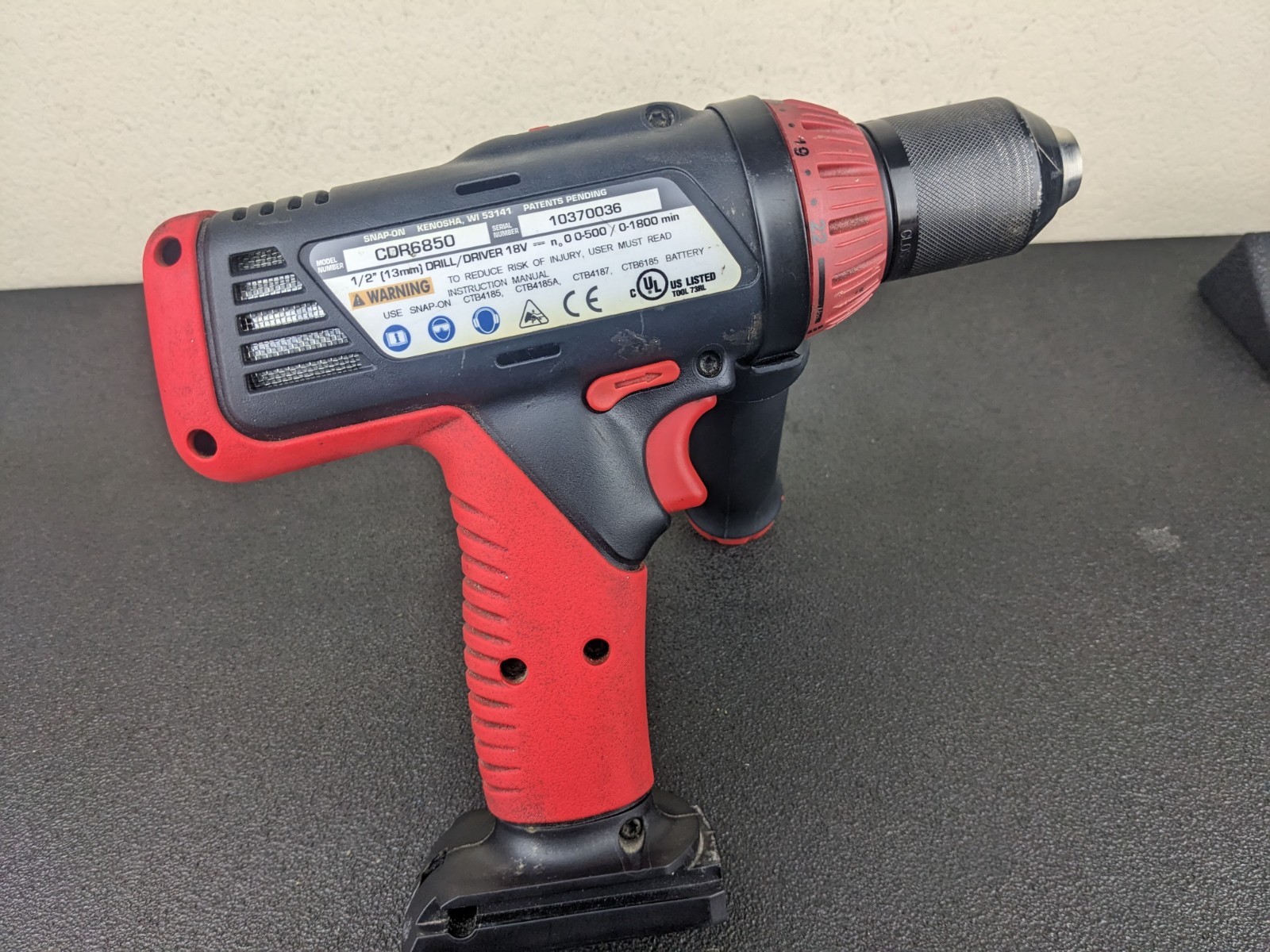 #bn481 SNAP-ON TOOLS CORDLESS 18V CDR6850 1/2" 13MM DRILL/DRIVER