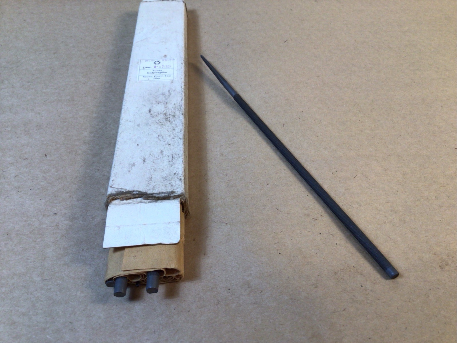 10 Runda Kedjesagfilar Round/ Flat Chainsaw Files 8” X 7/32” Made In Sweden NEW