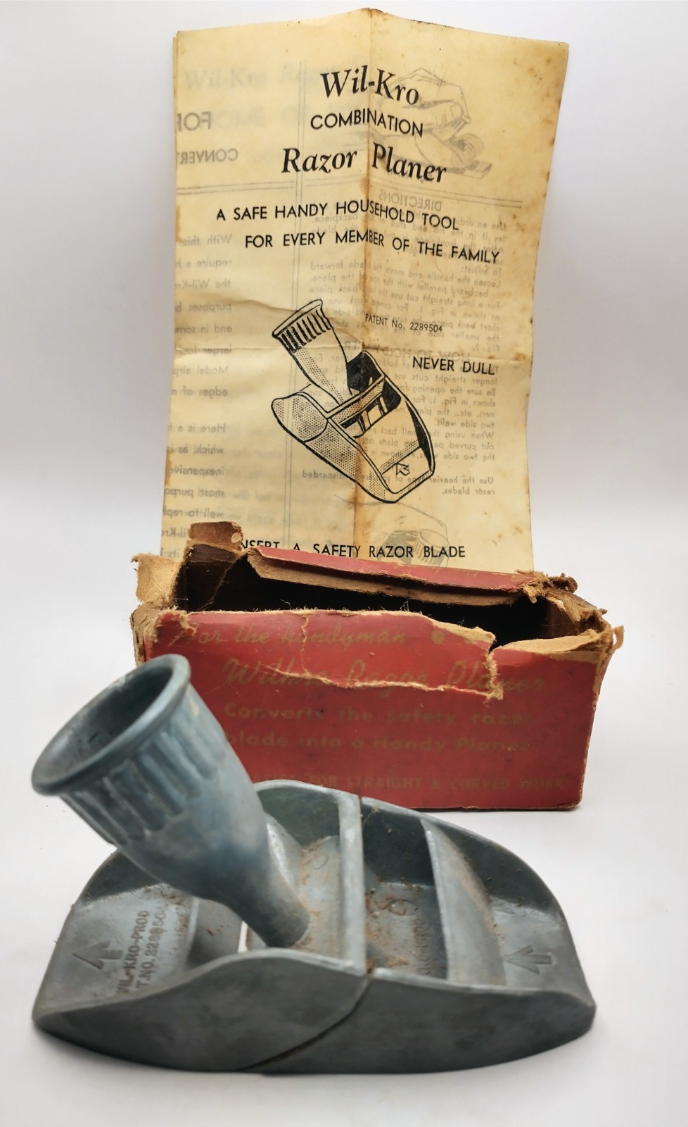 Vtg Combination Straight & Curved Work Wil-Kro Razor Blade Planer + Box & Manual