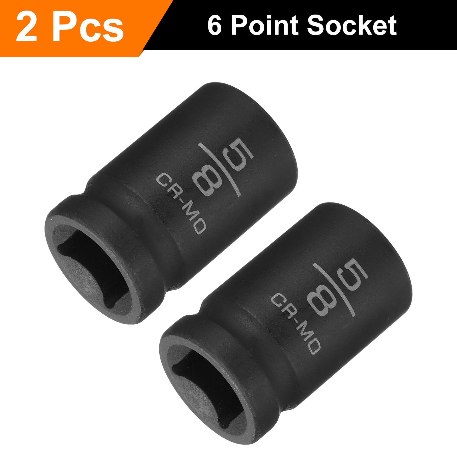 2pcs 6 Point Impact Socket 5/8" Socket 1/2" Square Drive 1.5" Long 40CRMO,