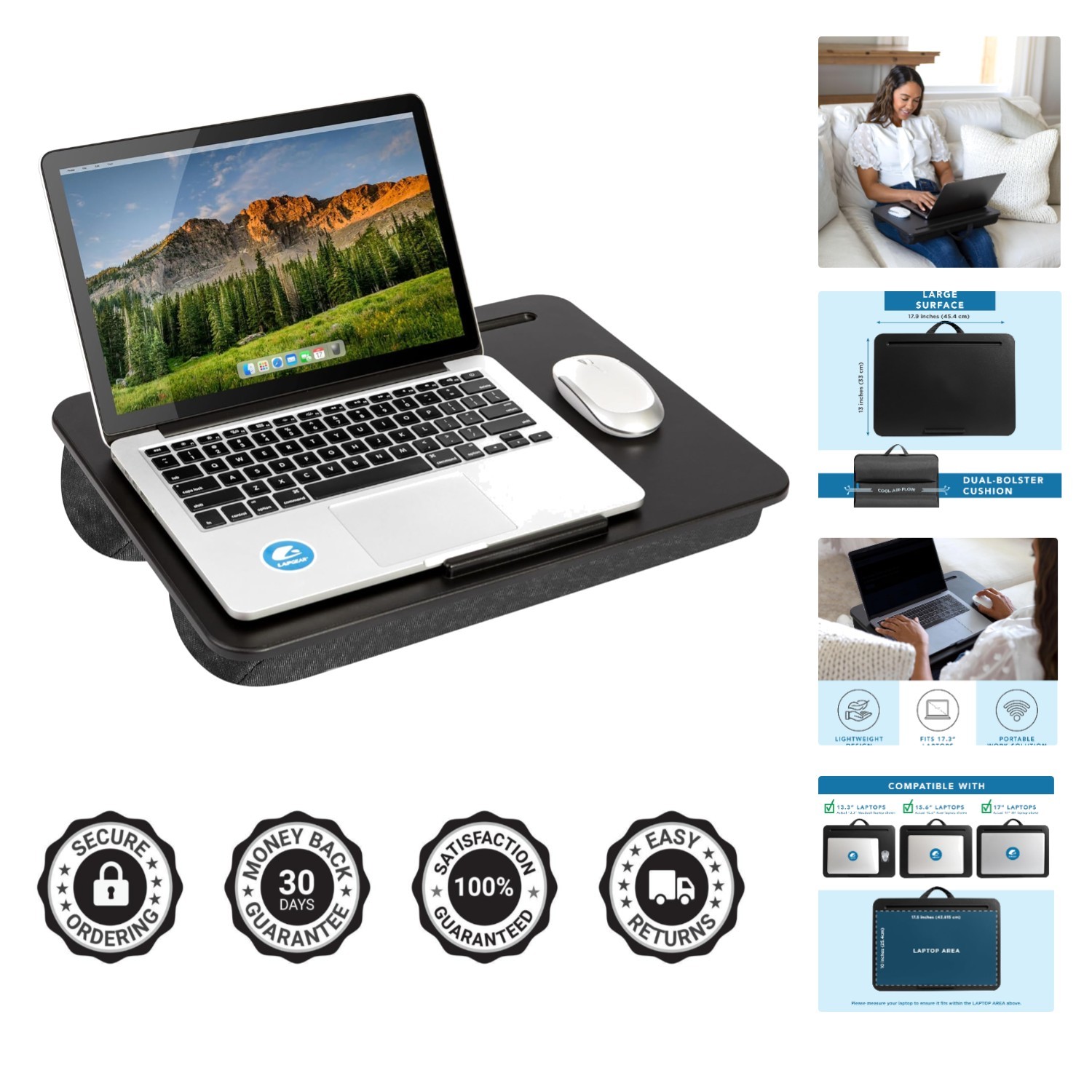 Lap Desk – Fits Up to 17.3″ Laptops – Black – Style No. 45148