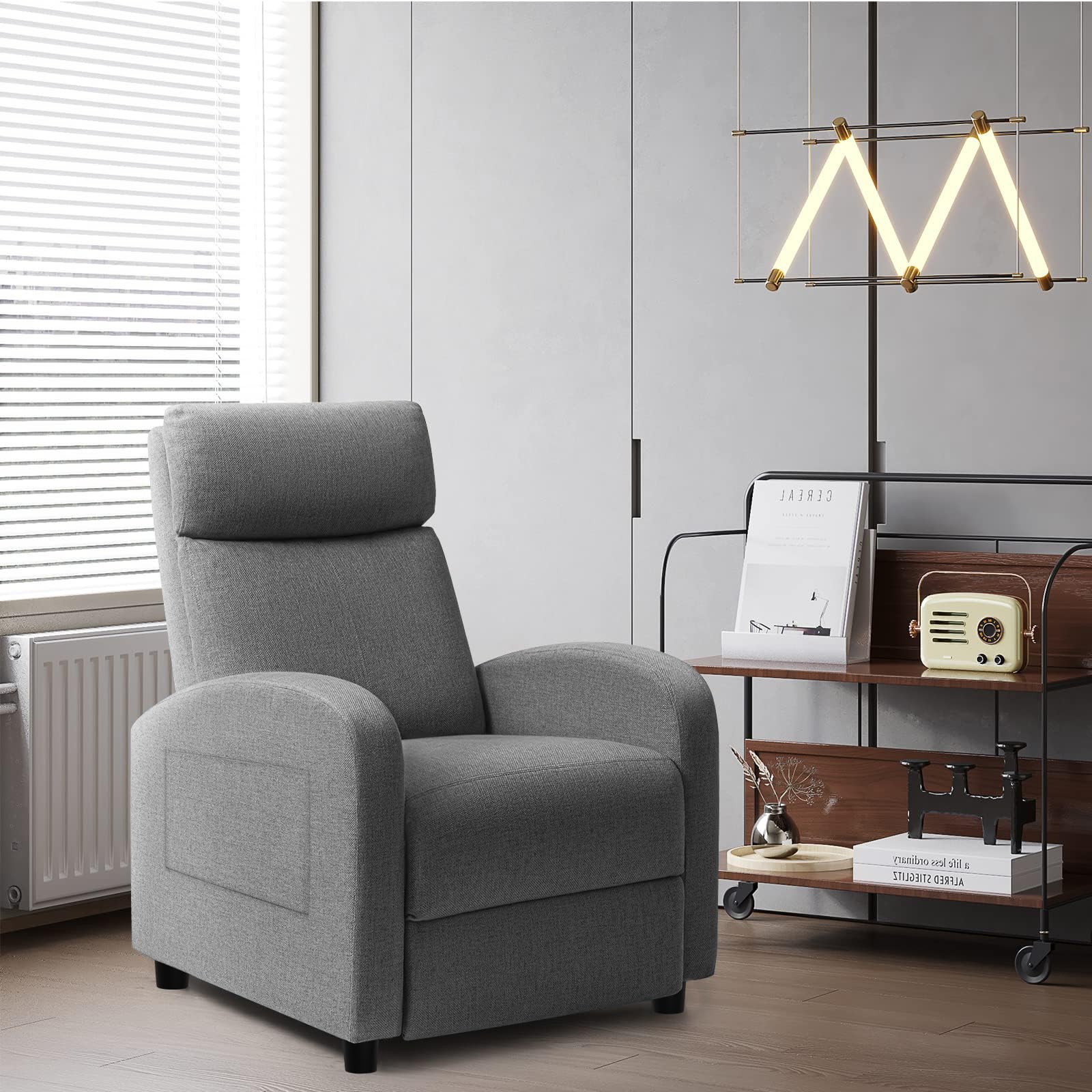 JUMMICO Recliner Chair Adjustable Home 29D x 20W x 39H in, Aurora Grey