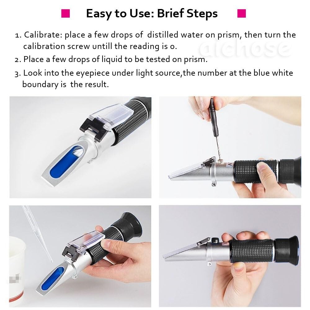 Accurate Brix Refractometer with Automatic Temp Compensation for Fermentation