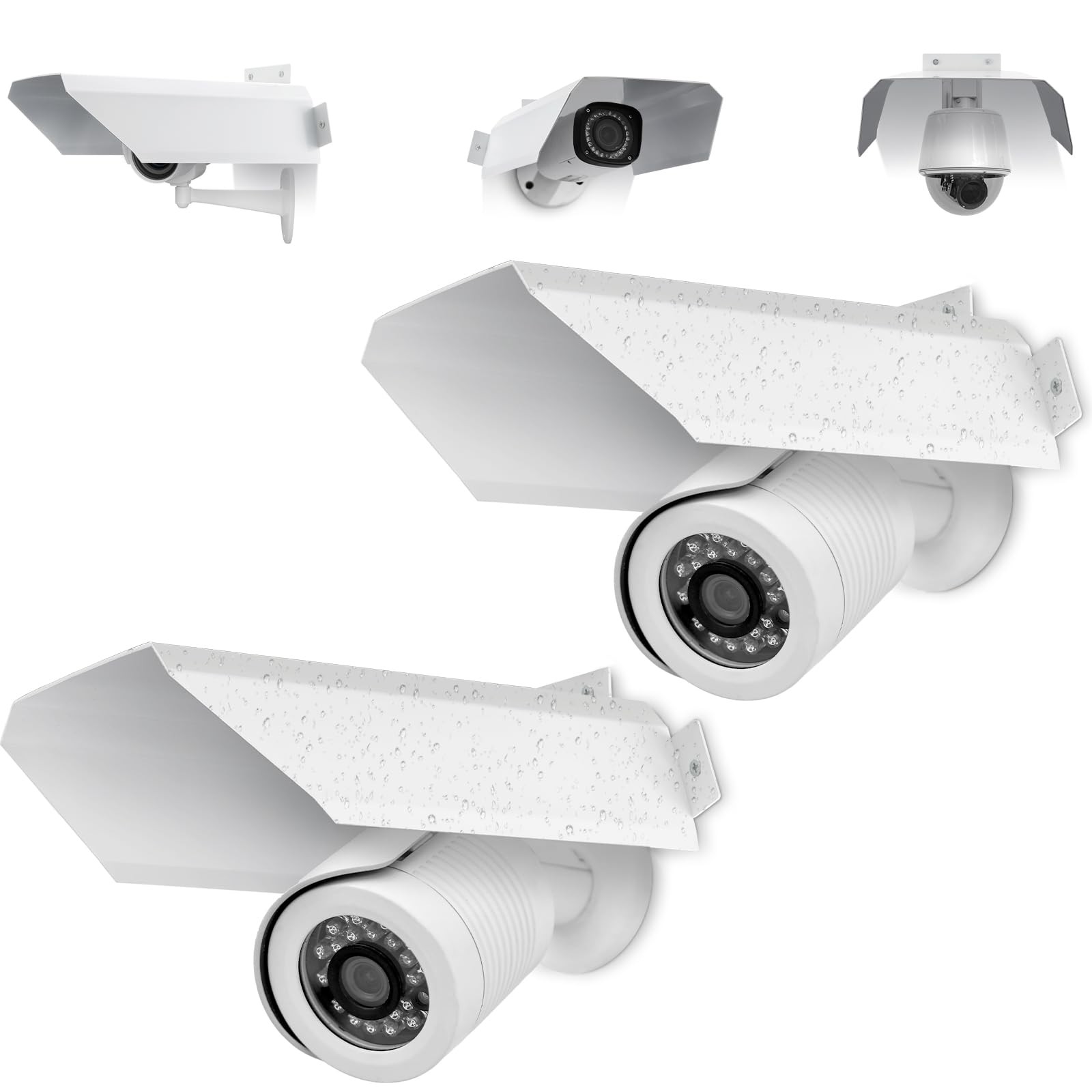 2 Pack Universal Metal Security Camera Cover Aluminum Waterproof Sun Rain Shade