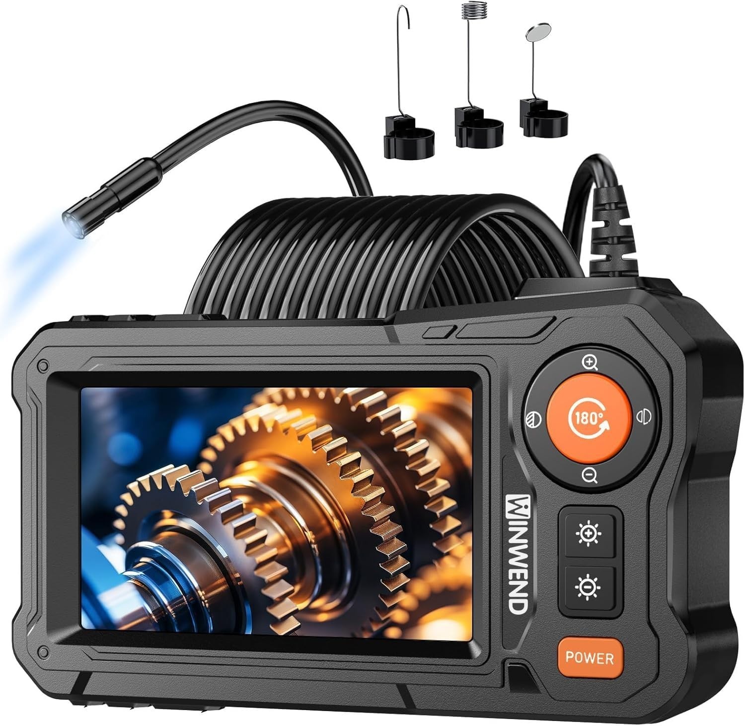 Boroscopio, Camara Endoscopica Hd 1080P Con Luz, Inspeccion De Pantalla De 4.3".