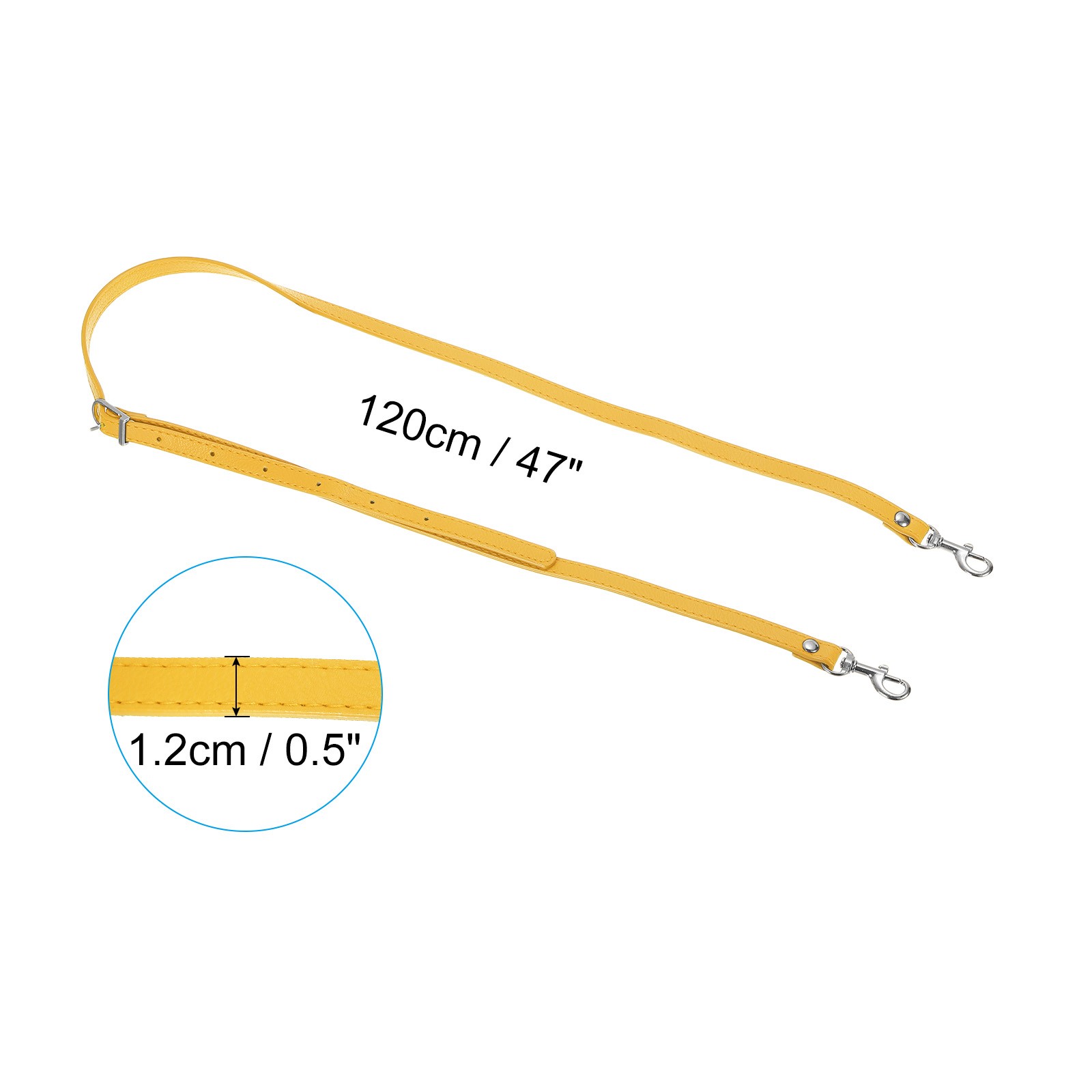 47 Inch Adjustable PU Leather Purse Strap with Silver Hardware, Yellow