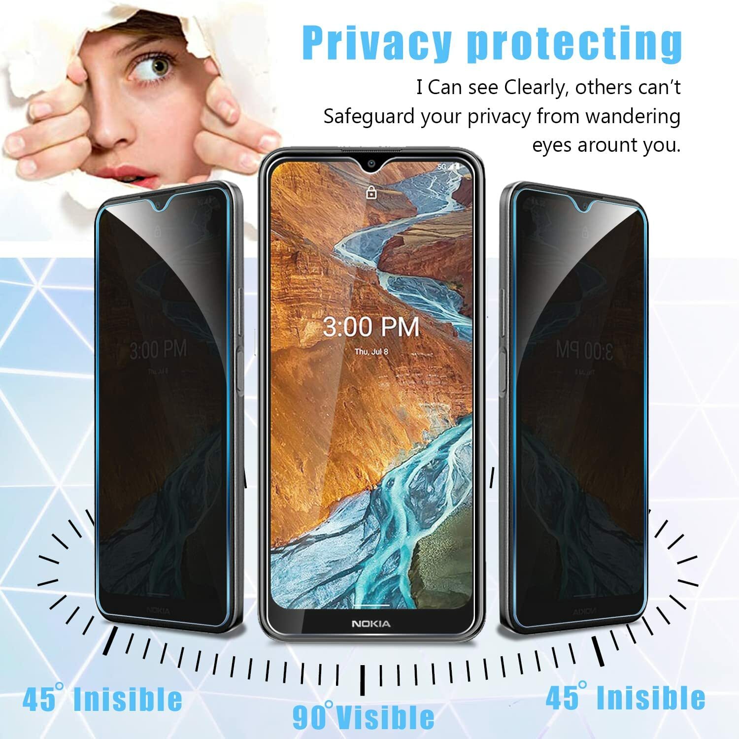 Privacy Screen Protector For Nokia XR21 G42 C300 C110 G100 X100 X30 G400 G22 C12