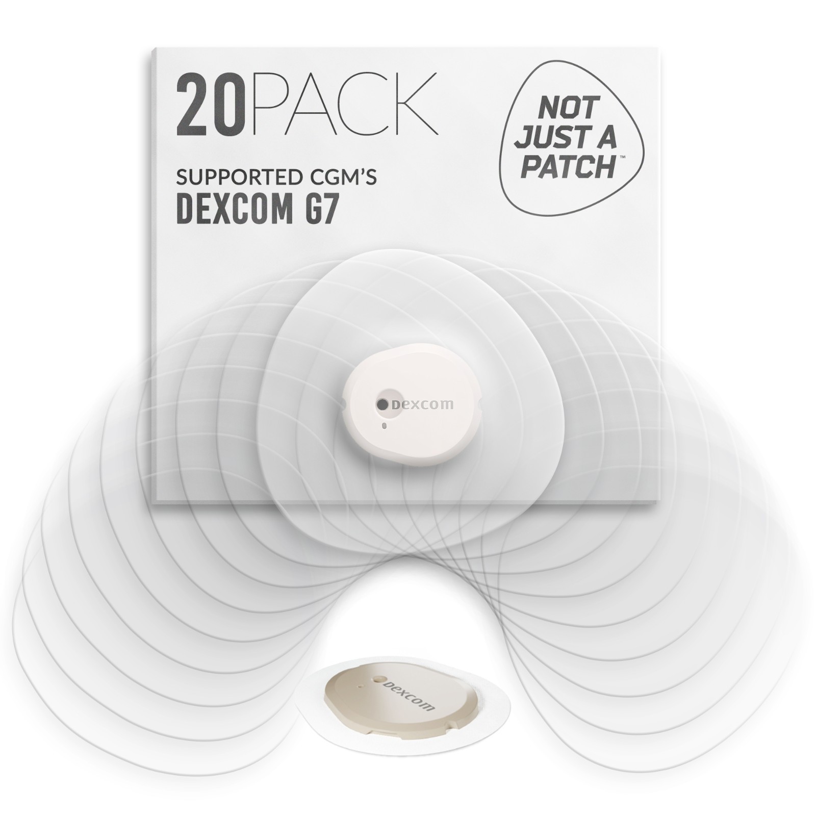 Not Just A Patch Dexcom G7 Clear CGM Patches Transparent Adhesive Cover 20 Pack