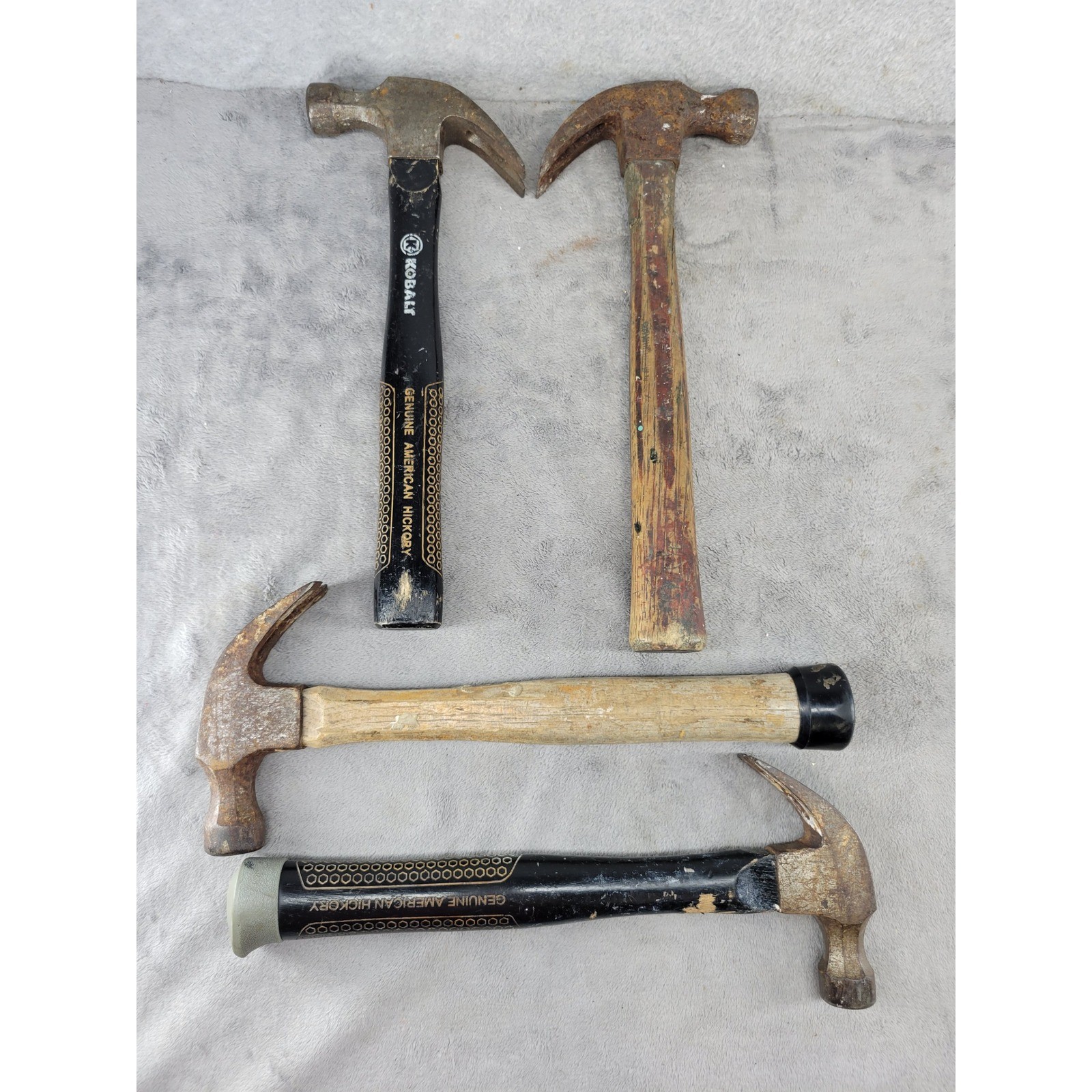 Kobalt Genuine American Hickory & Wood Handle Claw Hammer Lot of 4 Steel 13in