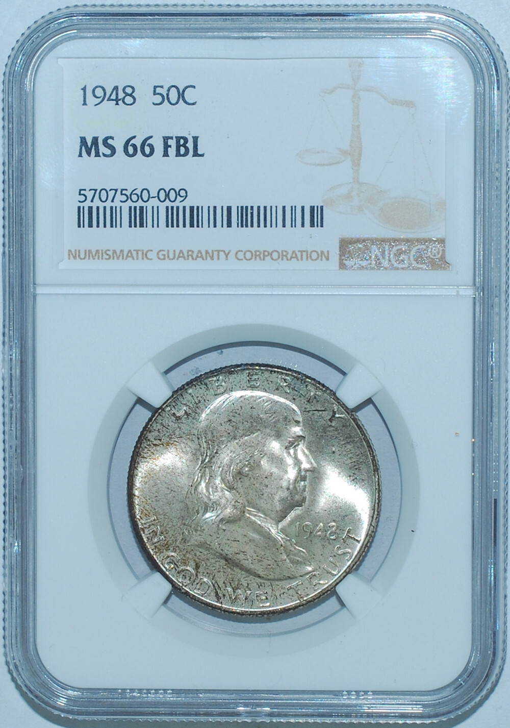 1948 NGC MS66FBL Full Bell Lines Franklin Half Dollar
