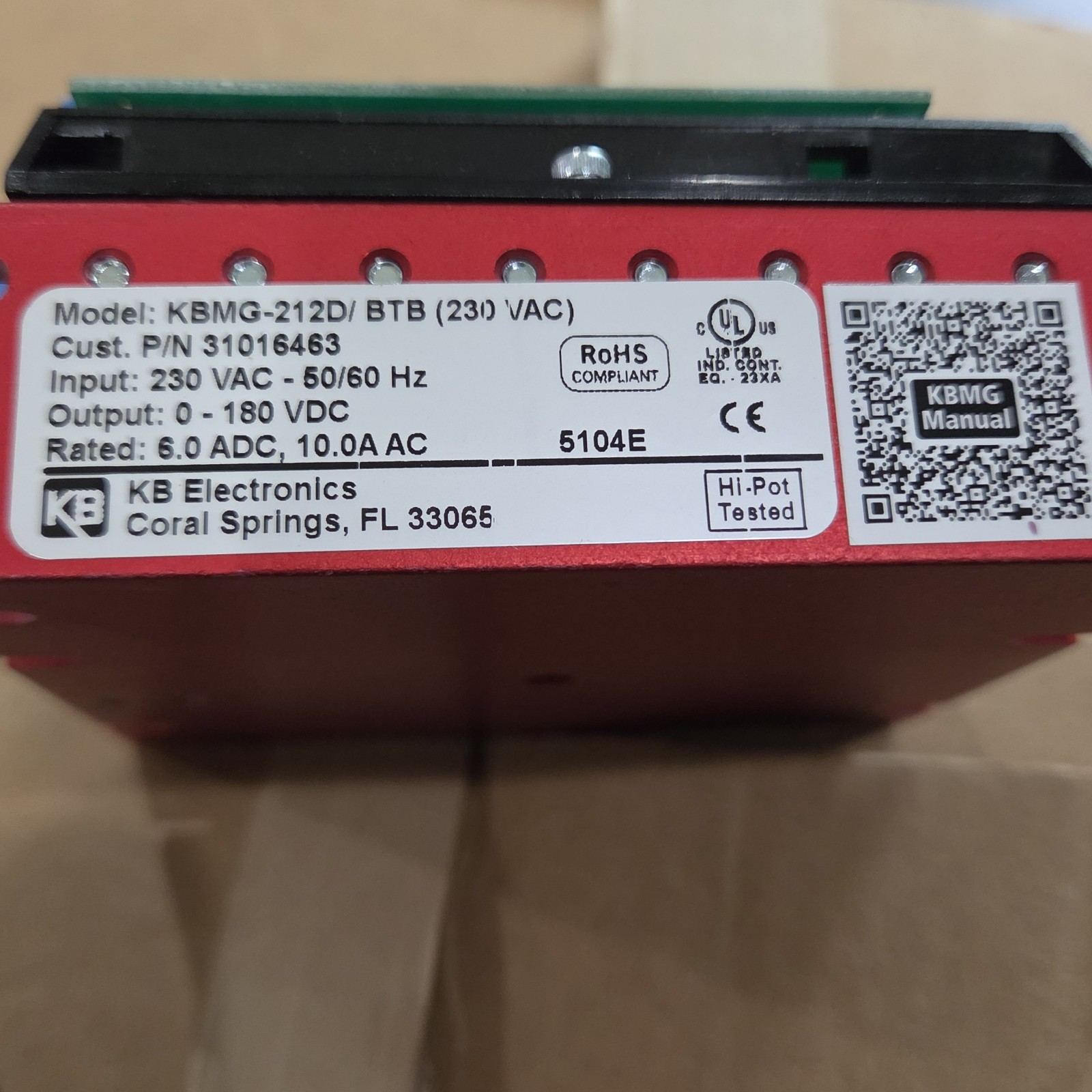 New KB Electronics KBMG-212D/BTB Control 31016463 Lantech A57424.  Free Shipping