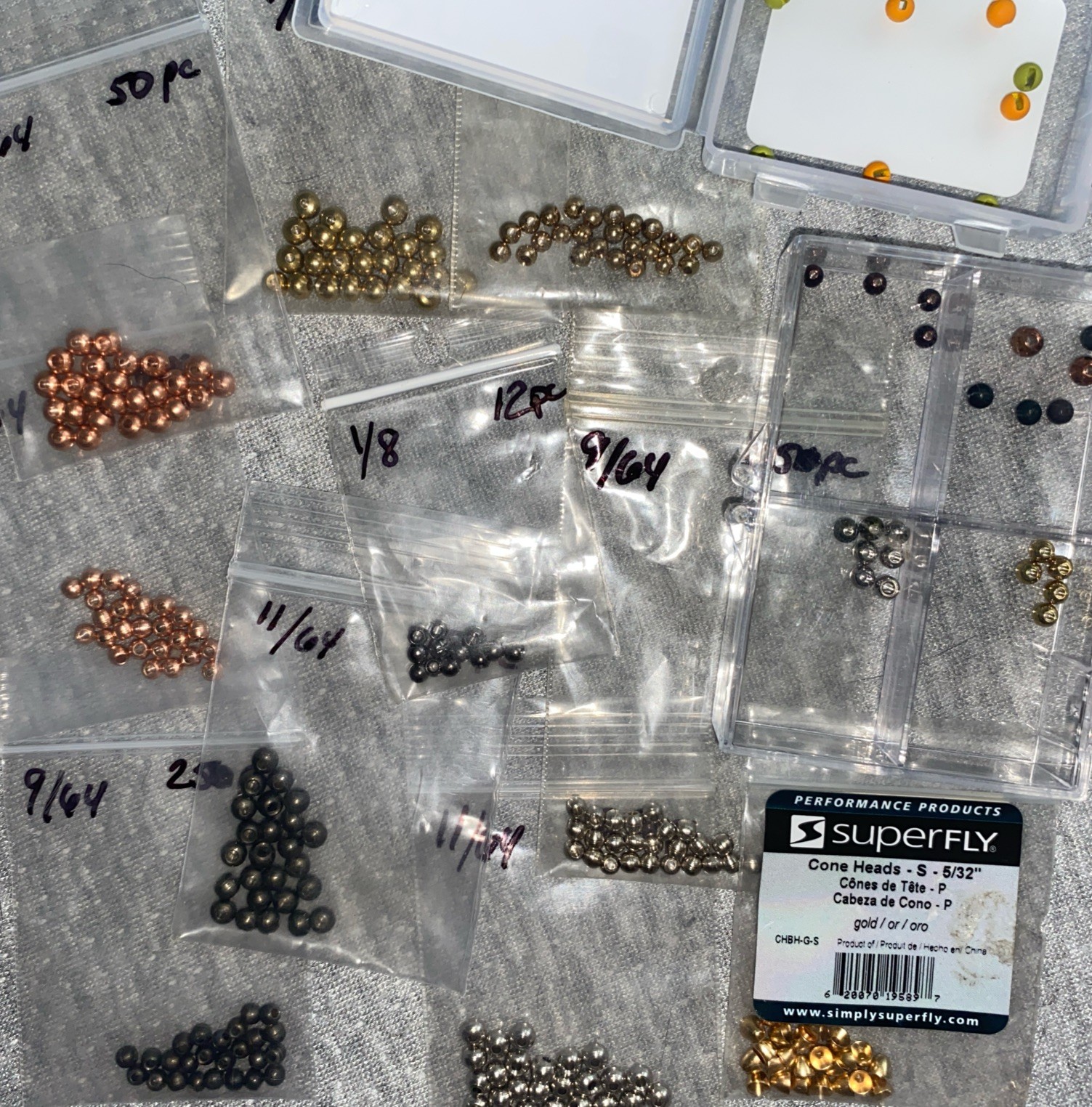 275pc Tungsten/Brass Bead & Conehead Assortment