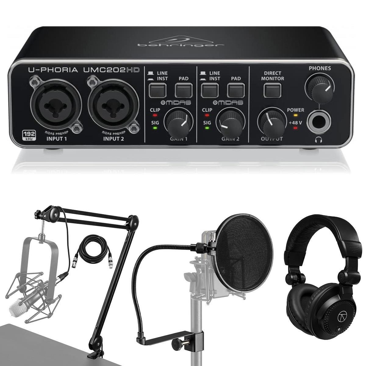Behringer Behringer U-Phoria UMC202HD USB Audio Interface, Bundle with, Broadcas