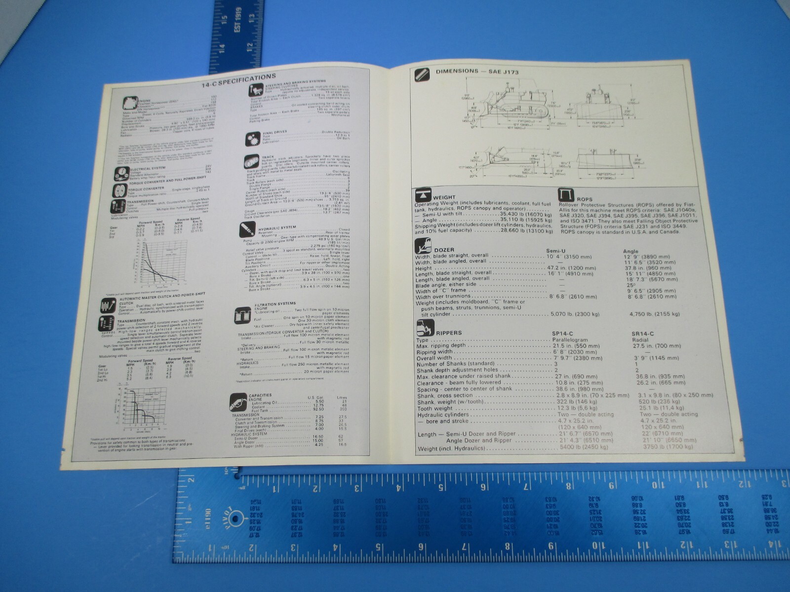 Vintage Fiat-Allis 645-B Wheel Loader Brochure Specs Dimensions Data M6699