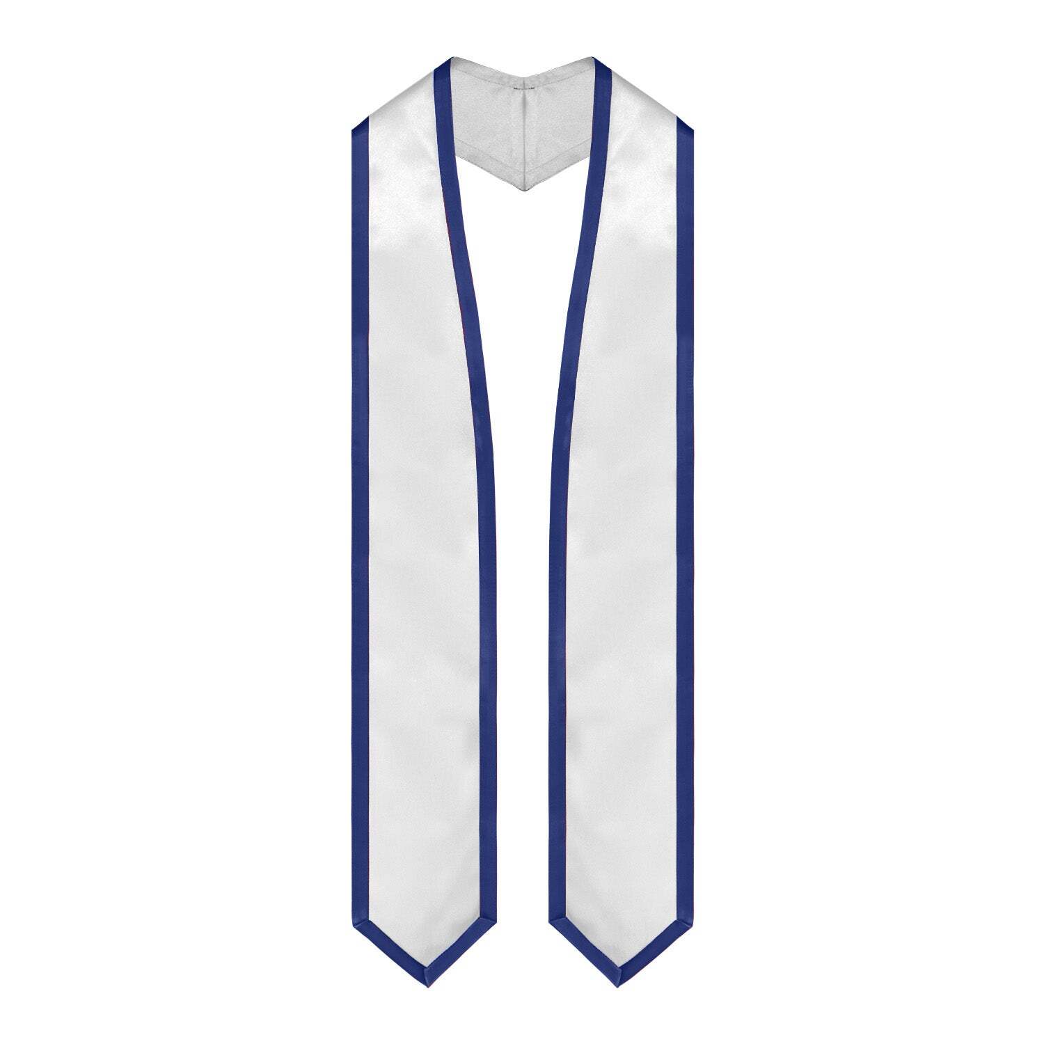Endea Graduation White/Navy Blue Plain Stole with Trim Color & Classic End