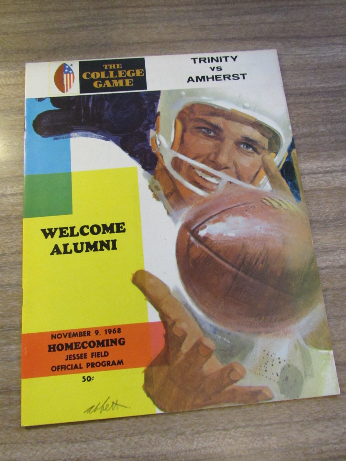 1968 Football Program Trinity Hilltoppers vs. Amherst