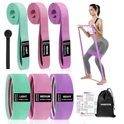 Long and Short Fabric Resistance Bands with Door Green, Pink, Purple 7 PCS