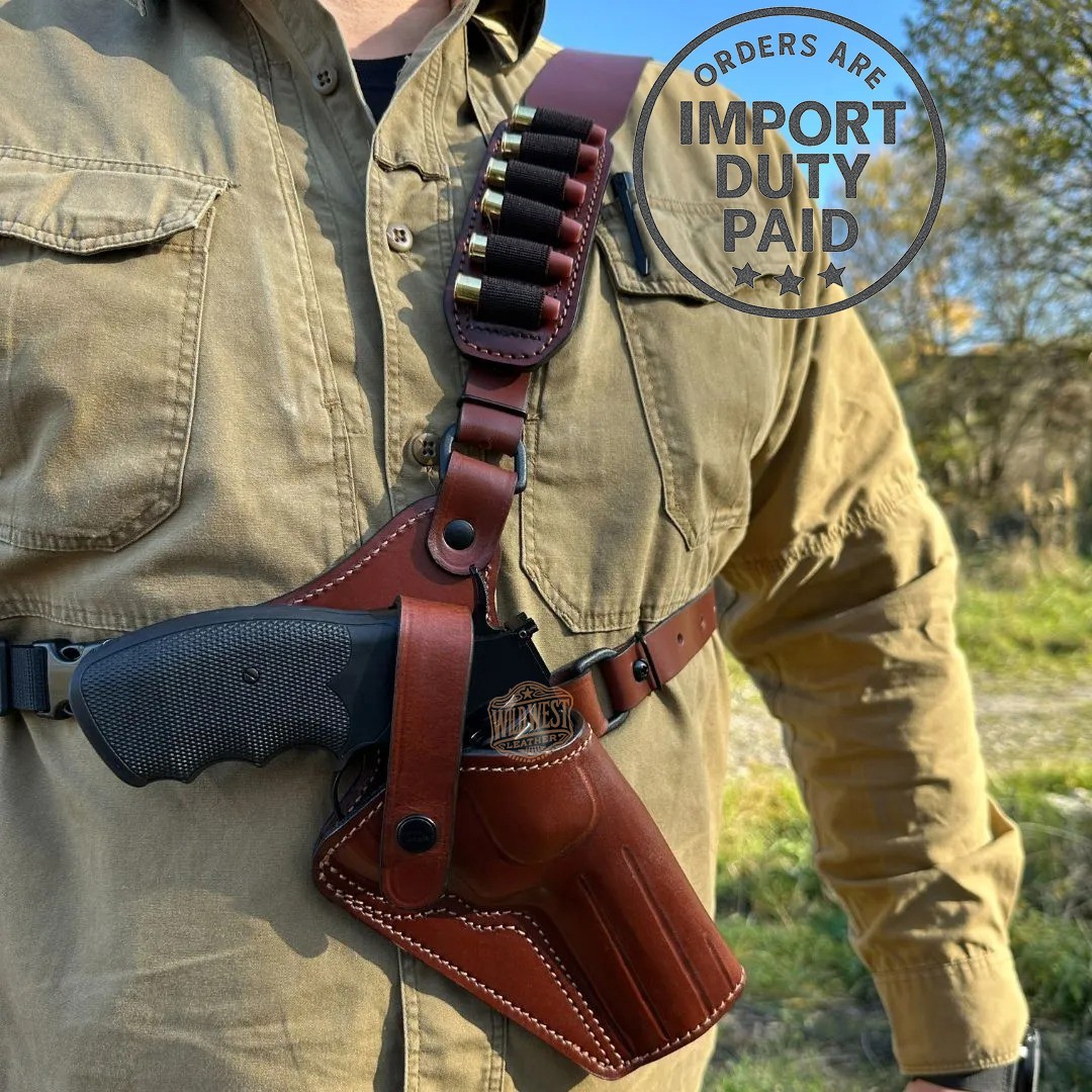 Leather Chest Holster for Colt Anaconda Revolver with Bullet Loops