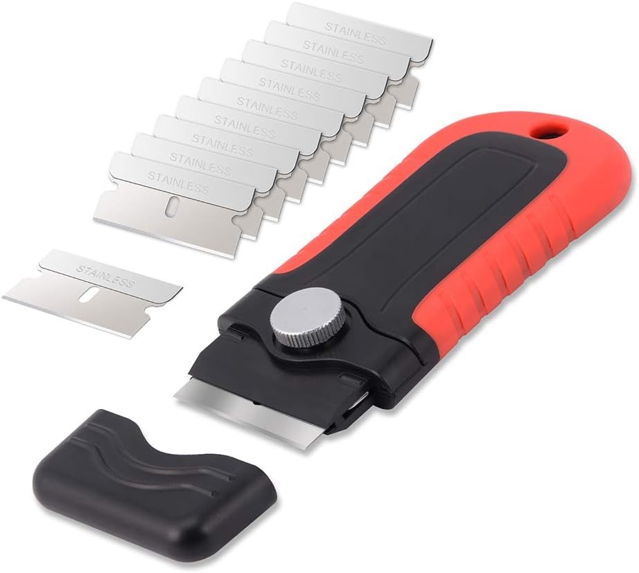 Gomake Razor Blade Scraper Tool with Storage Container, Black With Red
