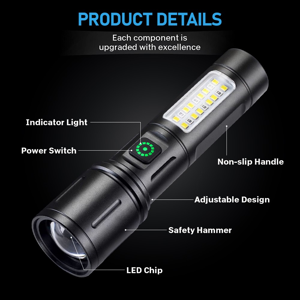 2Pack 99000000LM Super Bright LED Tactical Flashlight Rechargeable Flashlights