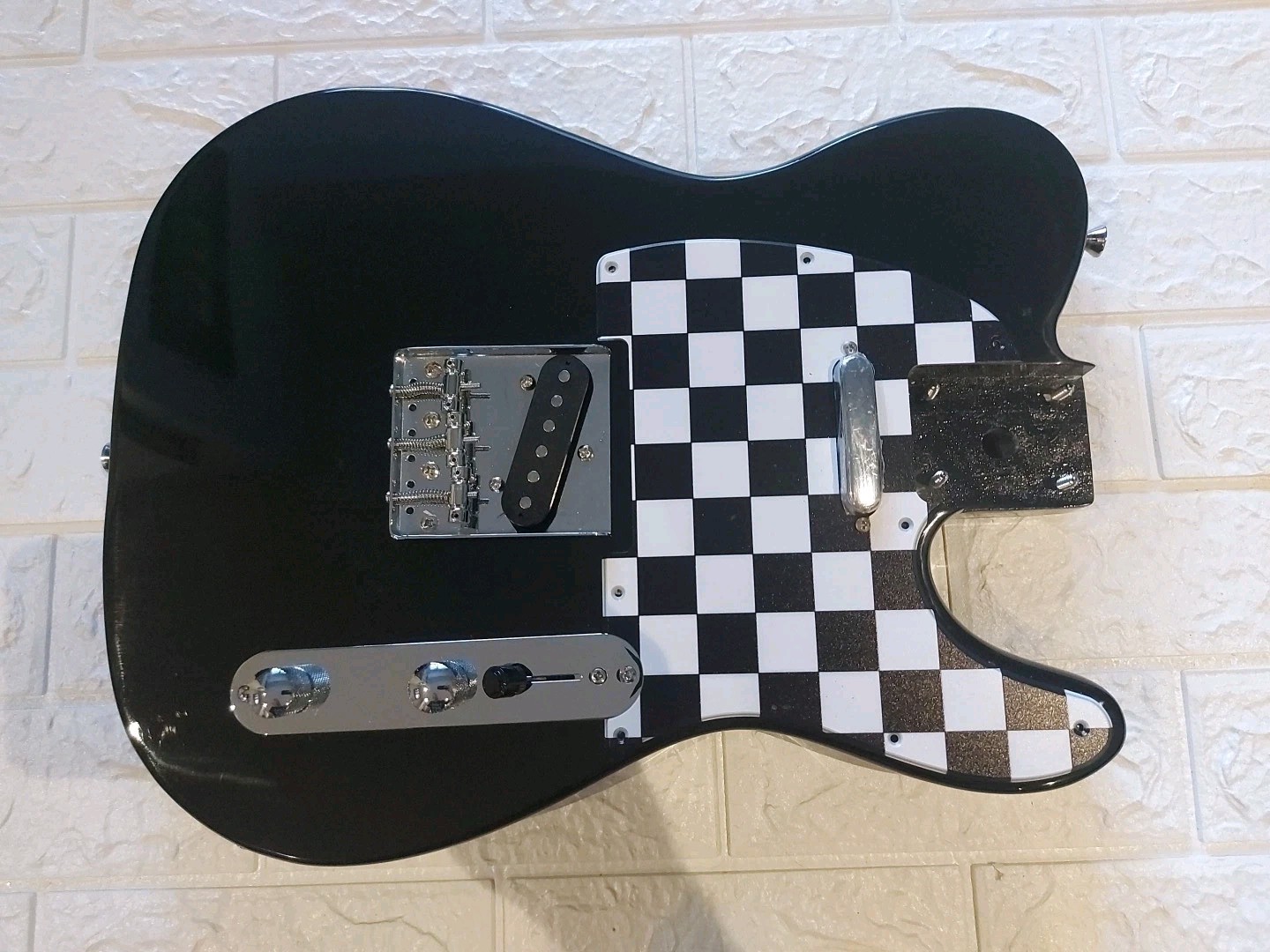 NEW LOADED Tele Style BODY Telecaster Black W/ Checkers FAST SHIP! VERY NICE!!