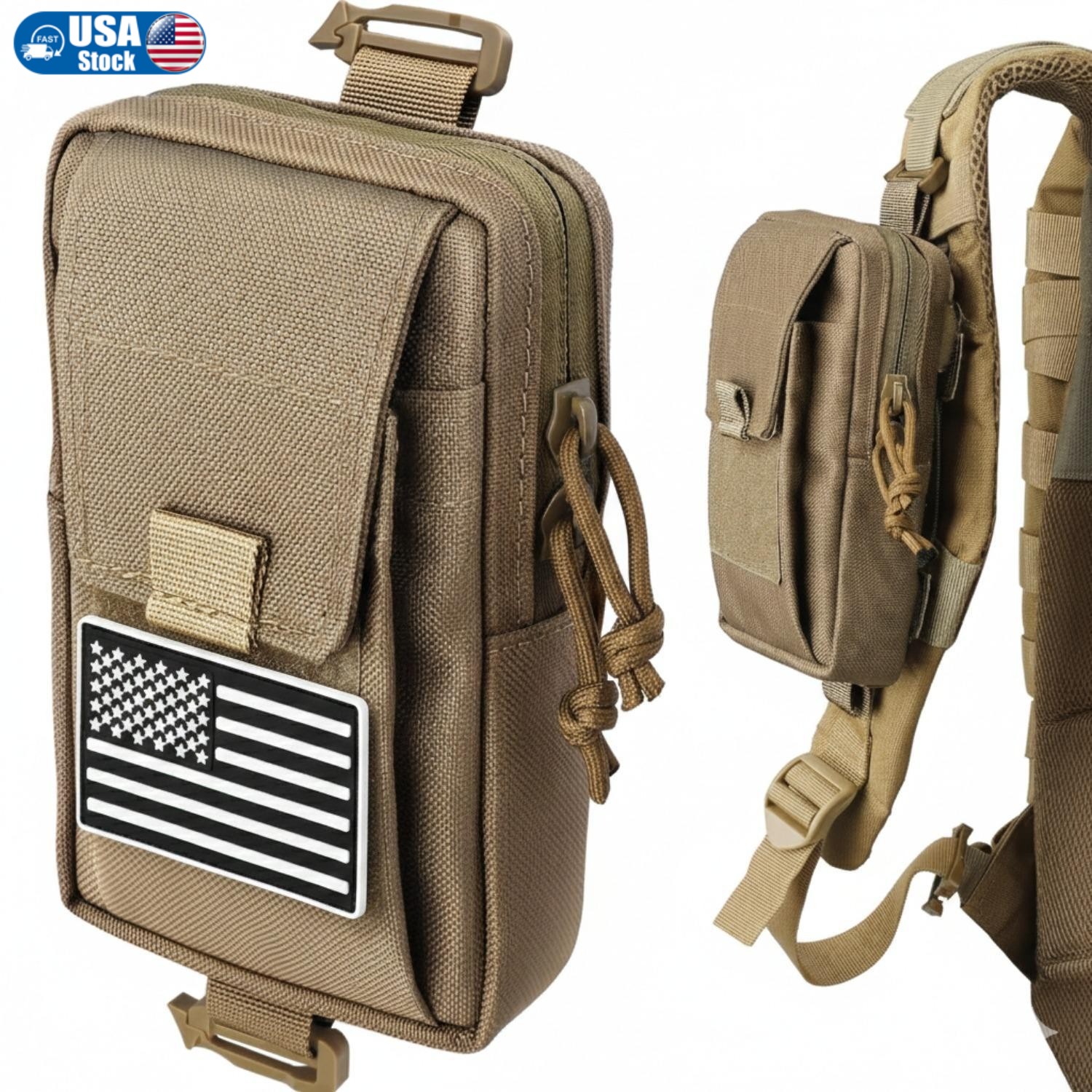 Men Tactical Molle Shoulder Pouch Outdoor EDC Utility Gear Belt Bag Accessories