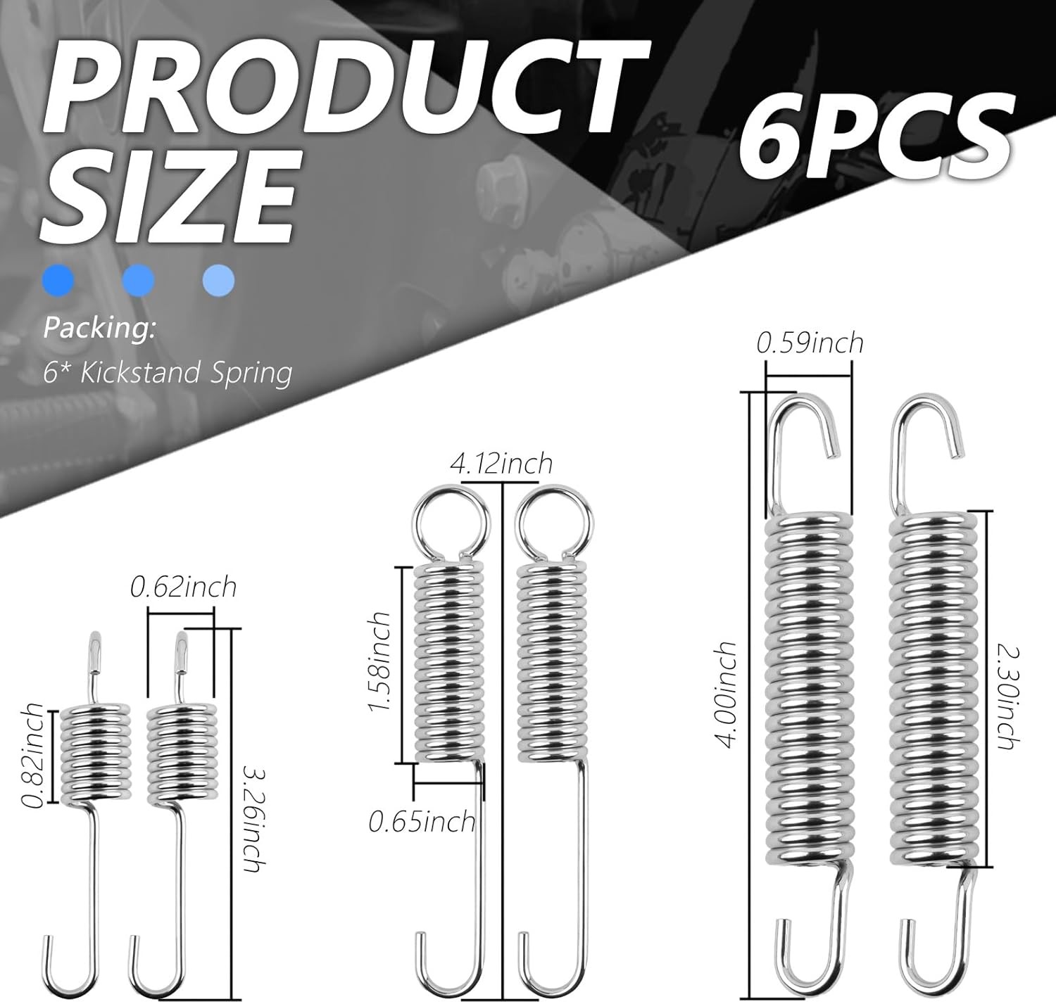 6PCS Kickstand Springs, Antirust Stand Side Spring Replacement for Enhanced Stab