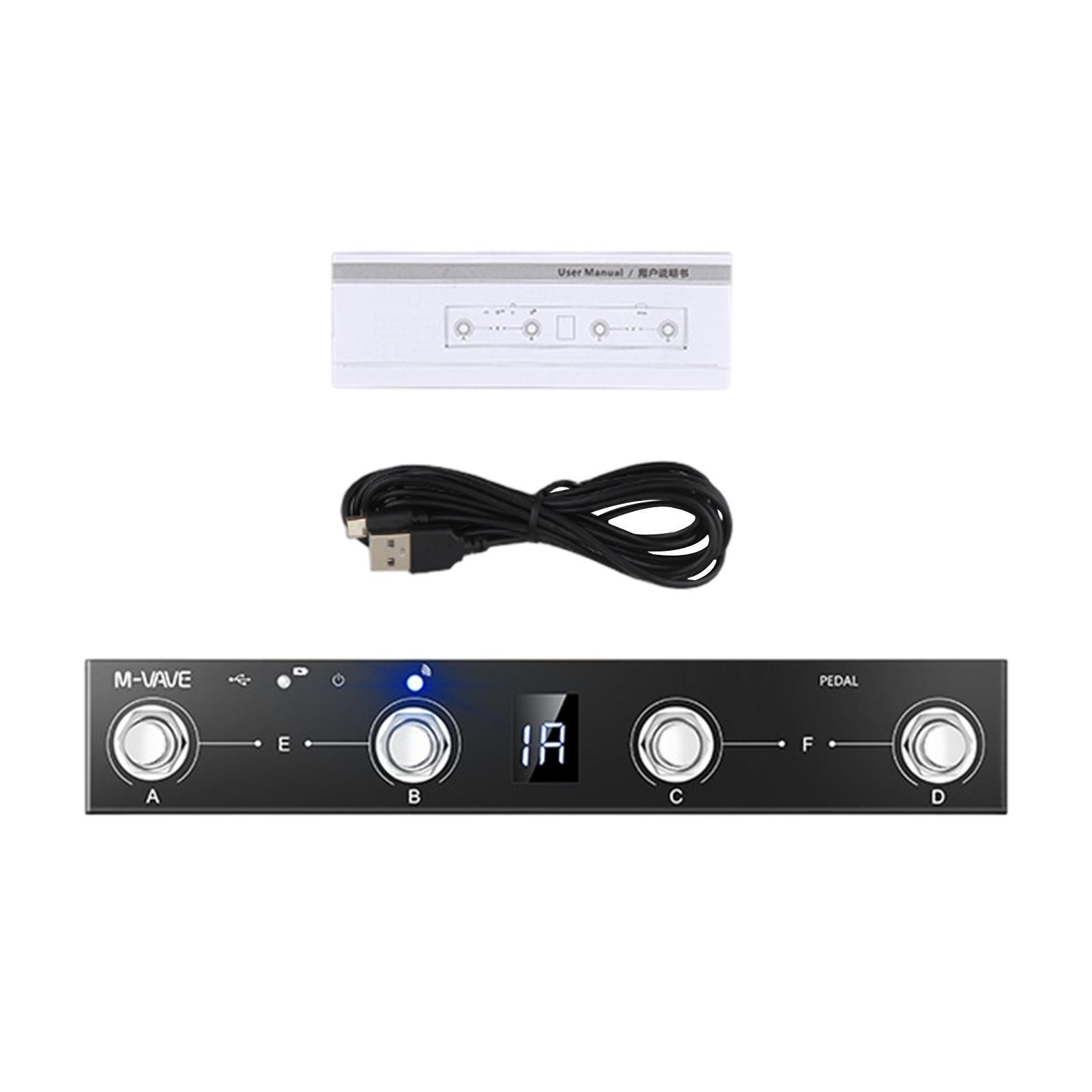 MIDI Foot Controller 4 Button Rechargeable Wireless for Devices Mac Android
