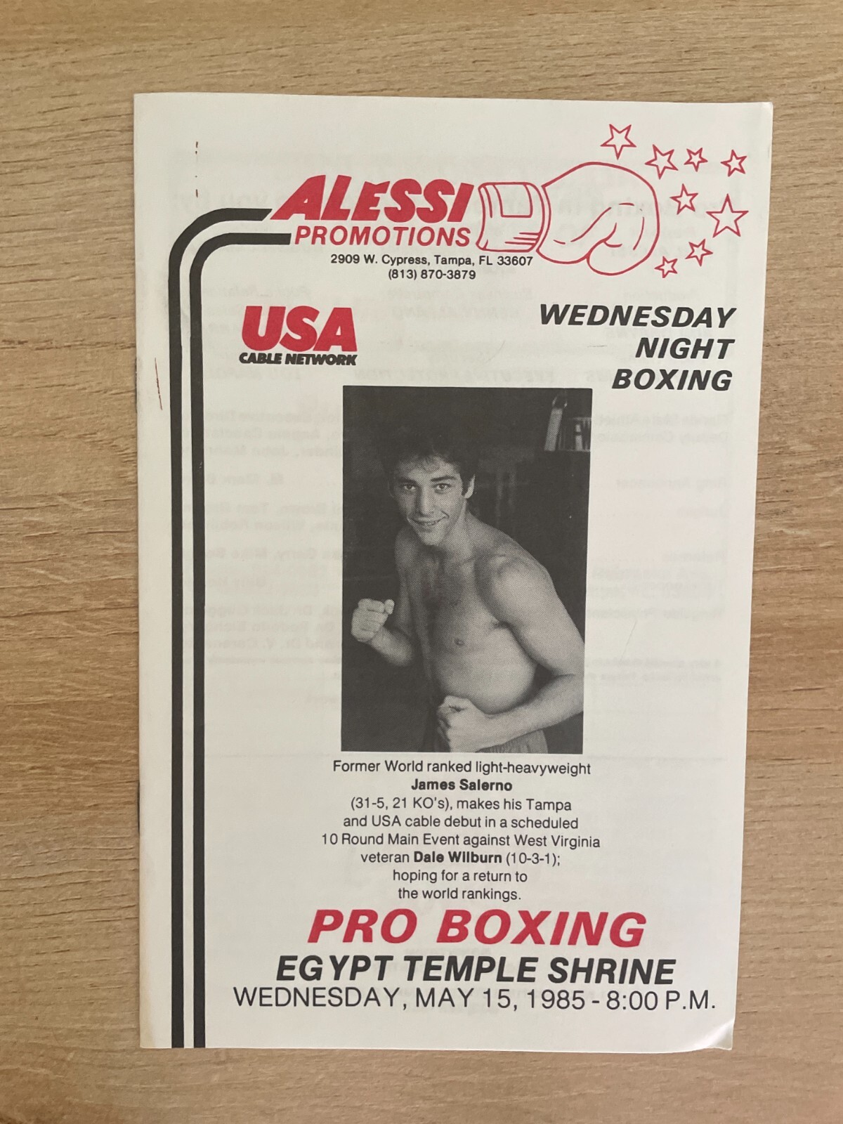 Vintage Alessi Promotions Pro Boxing May 15, 1985 Program B1533