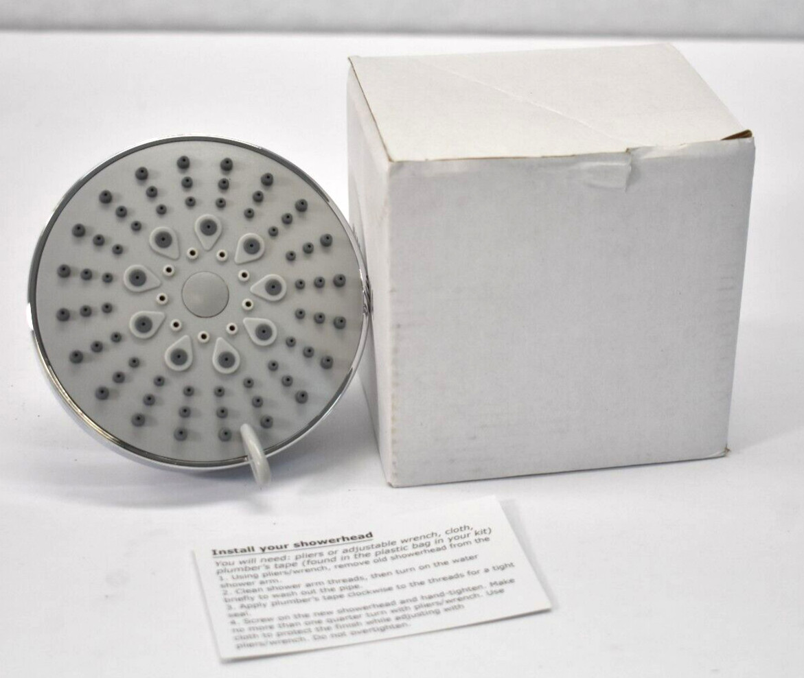 Polished Chrome Finish Shower Head Replacement 5 Settings Spray Adjustable