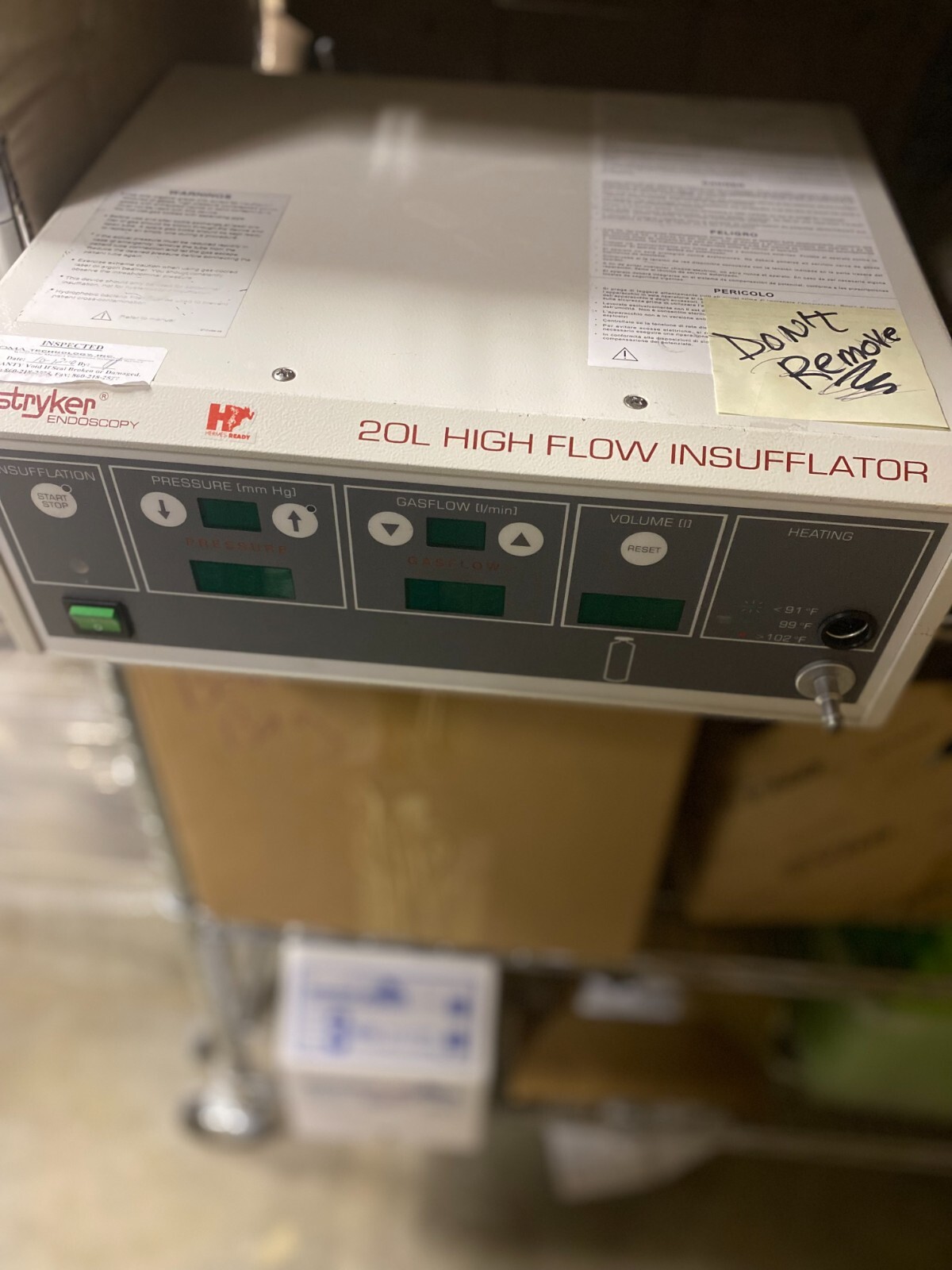 Stryker Endoscopy 20L High Flow Insufflator