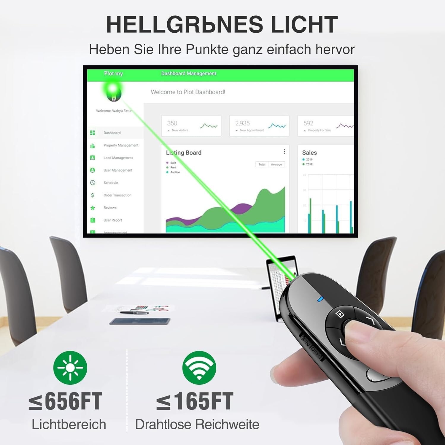 USB C Presenter, Wireless 2.4 GHz PowerPoint Remote Control, Green Light Point...