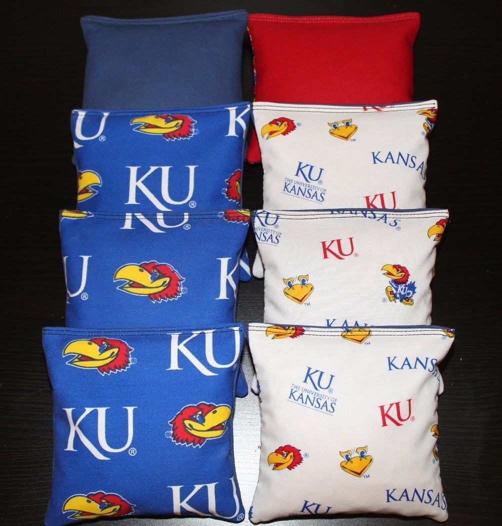 University of KANSAS JAYHAWKS KU CORNHOLE BEAN BAGS All Weather Resin Filled NEW