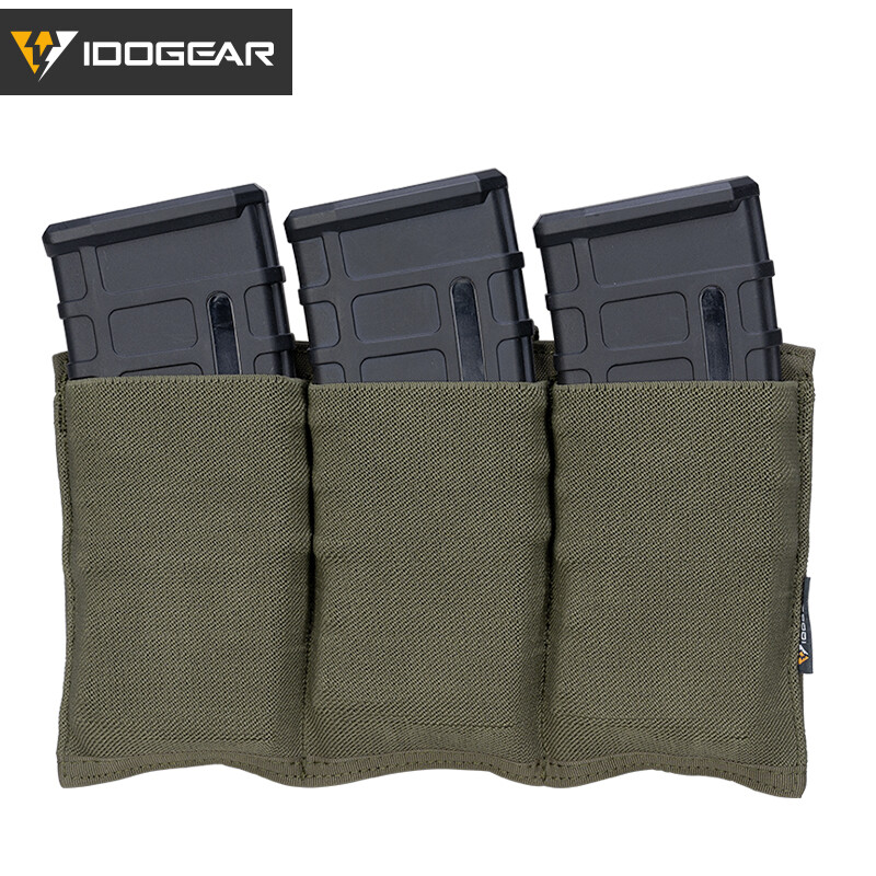 IDOGEAR Tactical 5.56 Magazine Pouch Fast Draw MOLLE Triple Mag Pouch Hunting