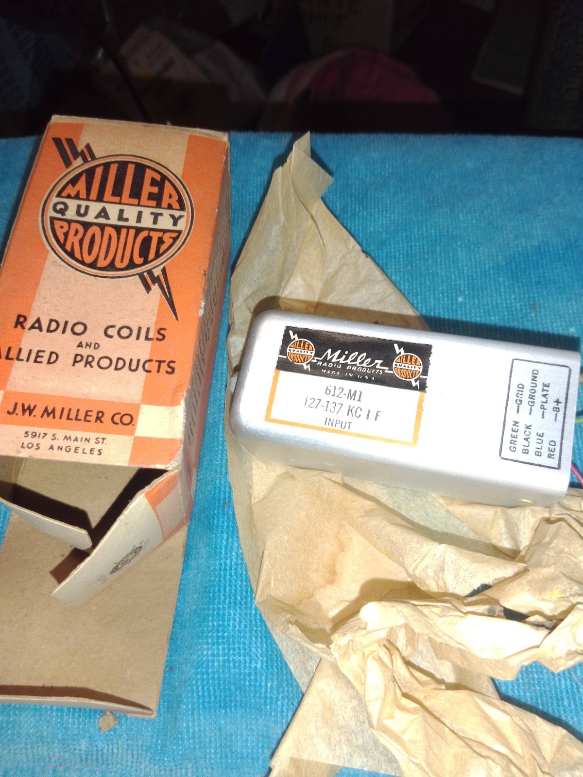 NOS MILLER 612 M1 , 127-137 KC INPUT IF TRANSFORMER  f/ TUBE HAM RADIO RECEIVER