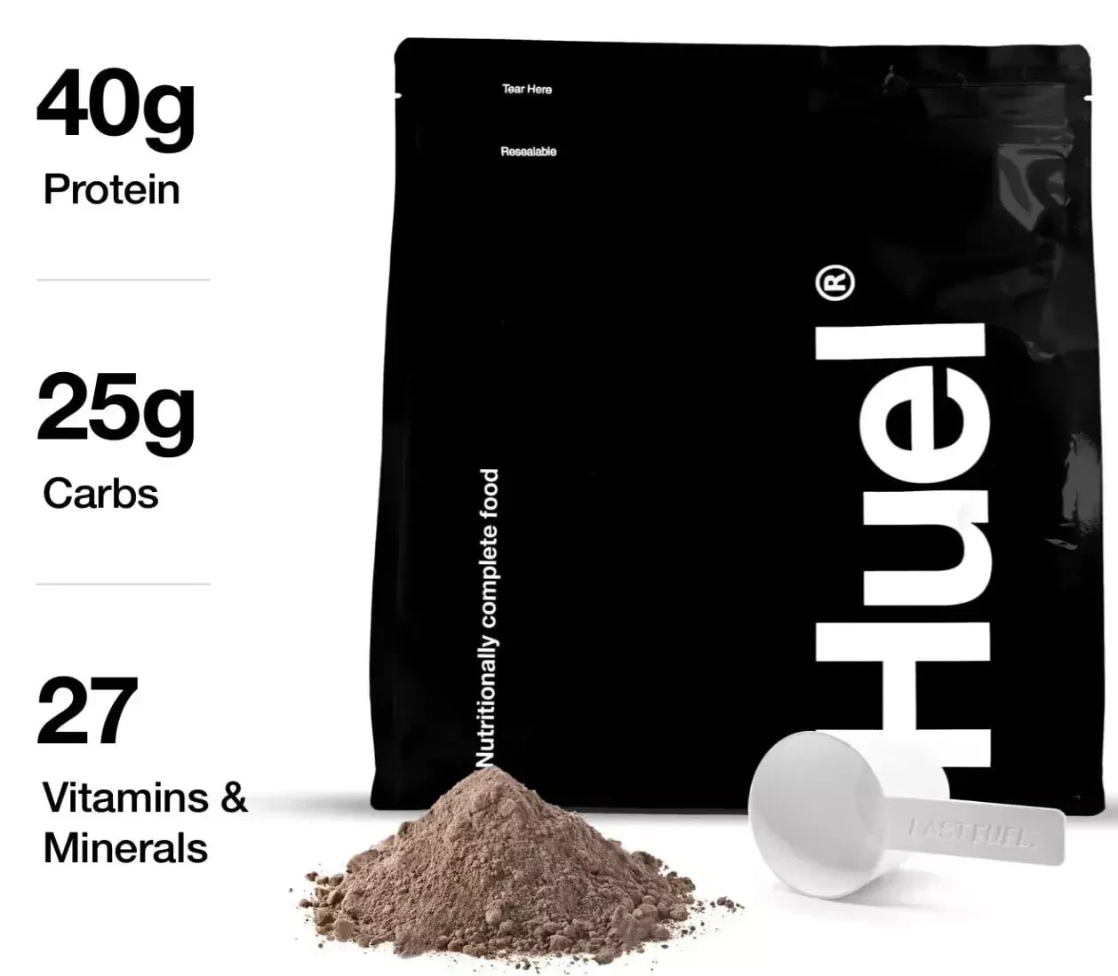 Huel Black Vanilla 40g – Vegan Protein, 17 Servings, Gluten-Free (Exp 11/26)