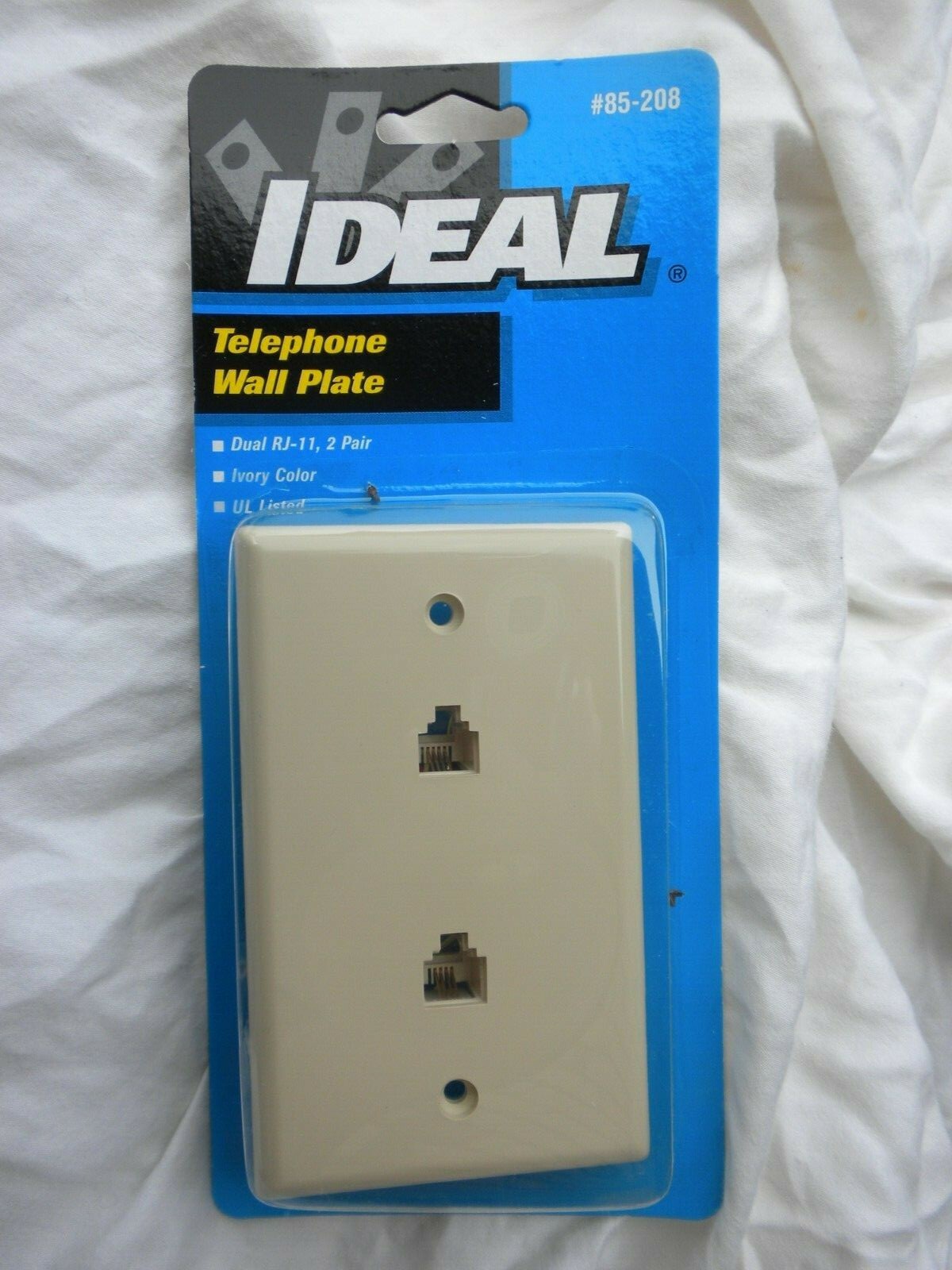 New Ideal 85-208 Ivory Dual Telephone Wall Plate RJ-11, 2 Pair