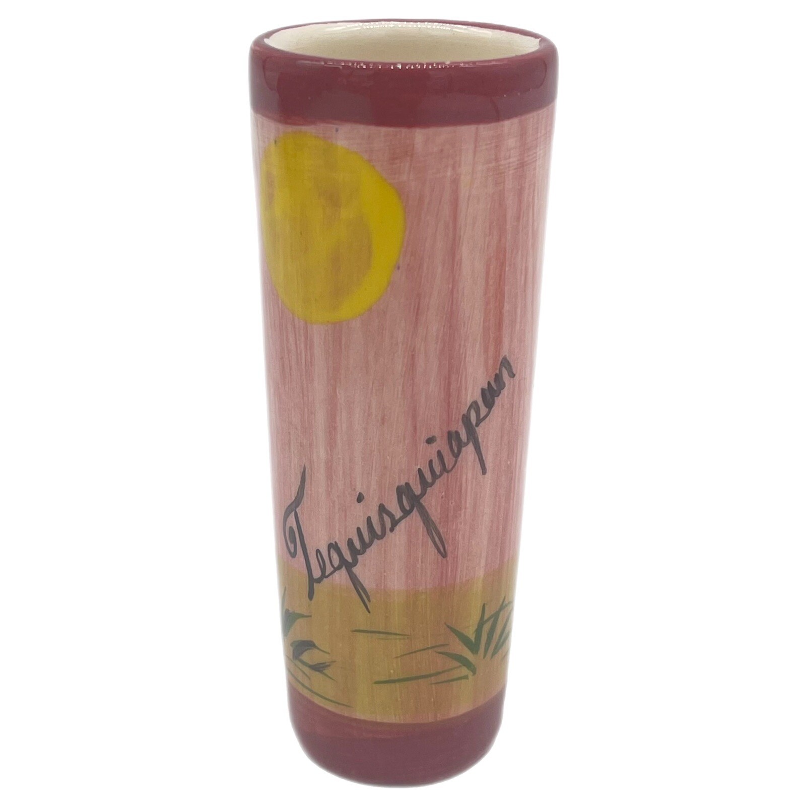 Vintage Tequisquiapan Mexico Shot Glass Hand Painted Ceramic MX Travel Souvenir