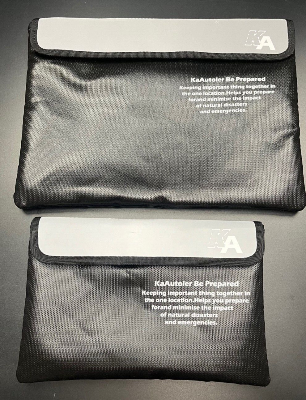 Fire Proof Money Wallet (10.6 x 6.7) & Document bag (14 x 10) Black KA Autoler