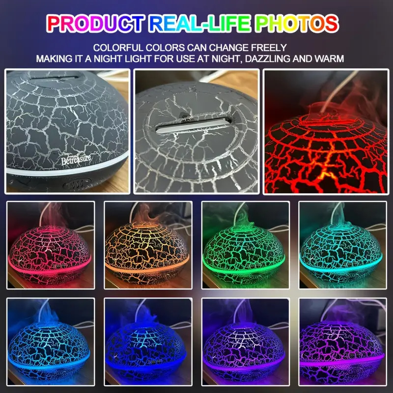 Flame Aromatherapy Diffuser Aroma LED Light Ultrasonic Air Humidifier 200ml