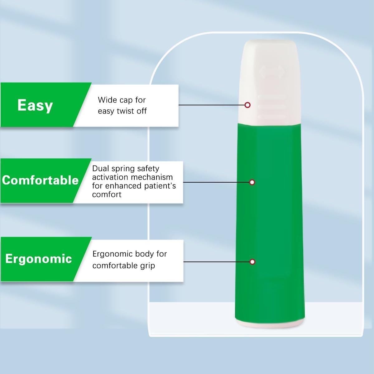 Safety Lancets, Pressure-Activated,Single use,for Comfortable Blood 30G