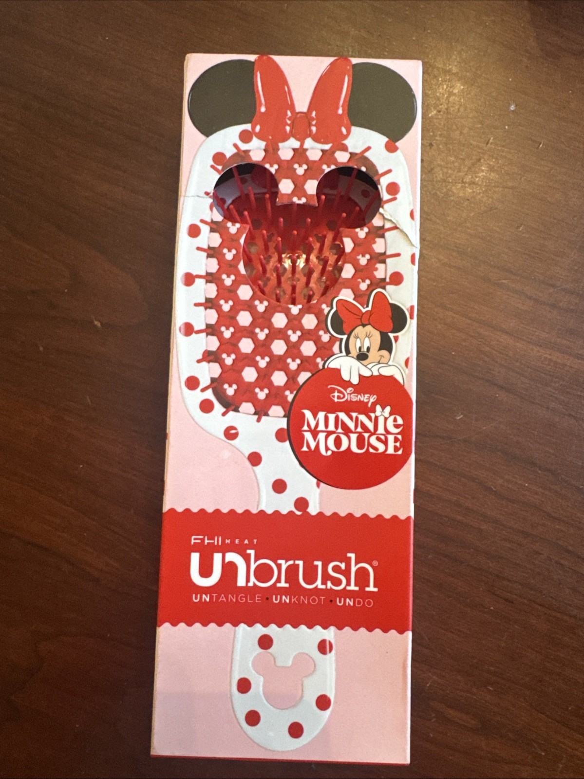 UNbrush Minnie Mouse Detangling Hair Brush White & Red - New