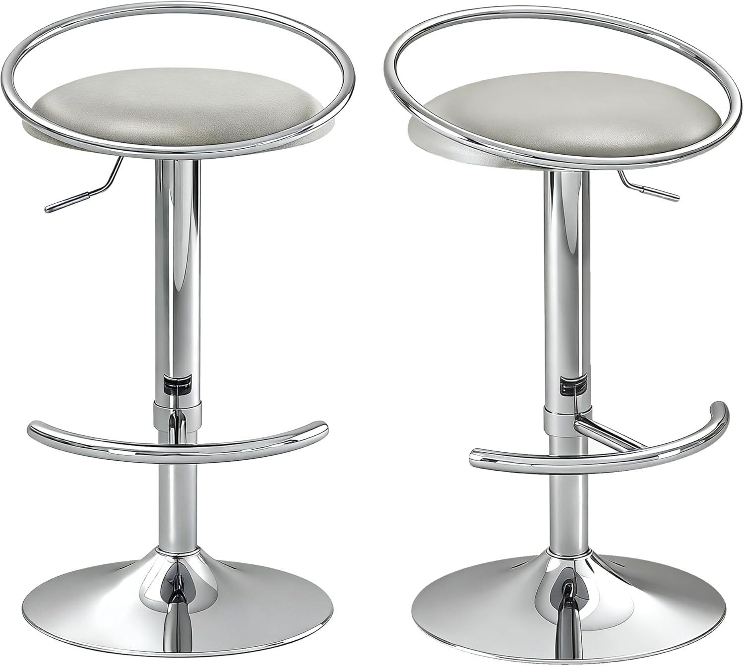 Bar Stools Set of 2 Adjustable Swivel Counter Height Barstools W/ Upholstered