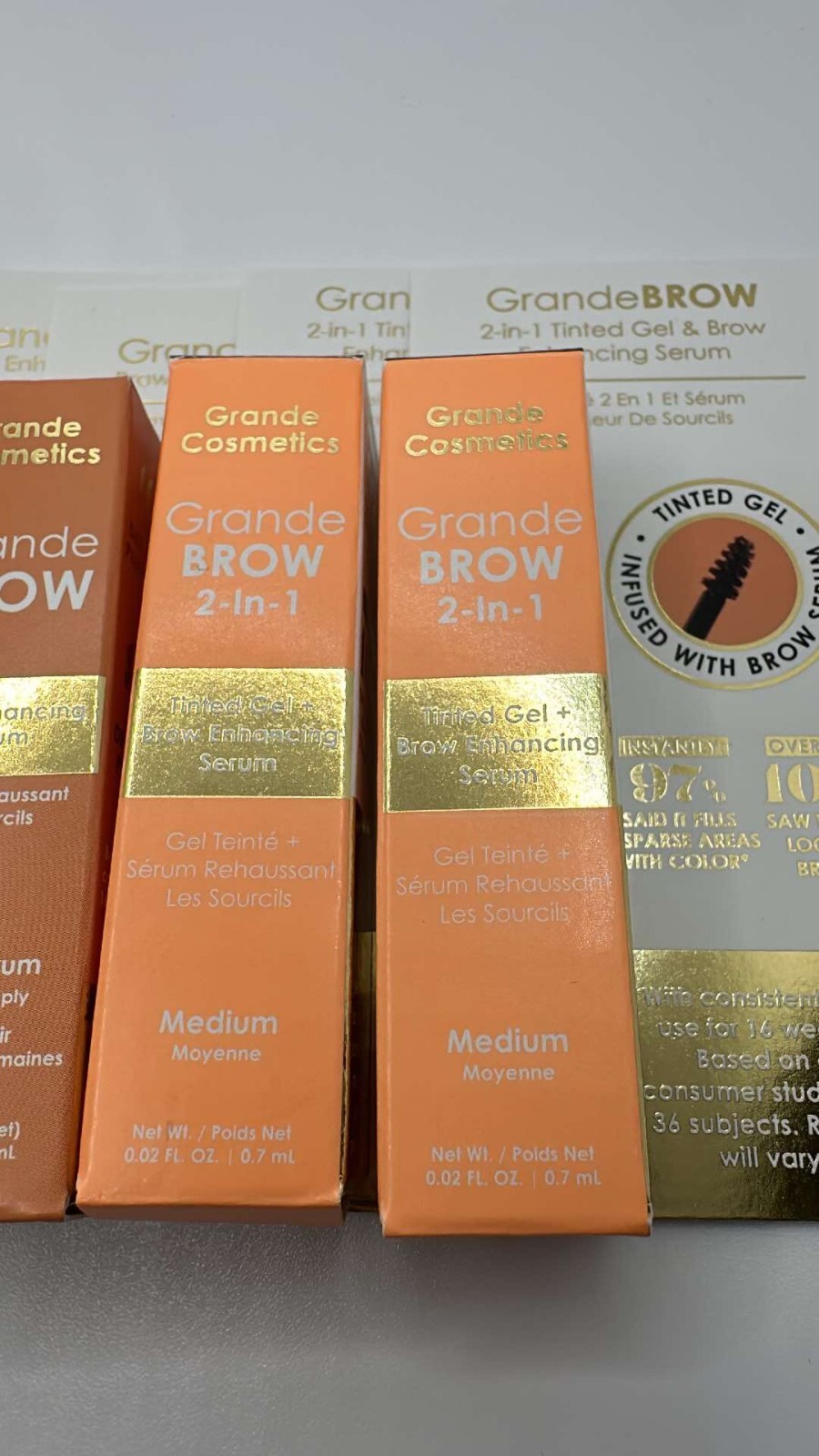 Lot 6 Grande Cosmetics Grande Brow Set Tinted Gel + Enhancing Clear Serum W33