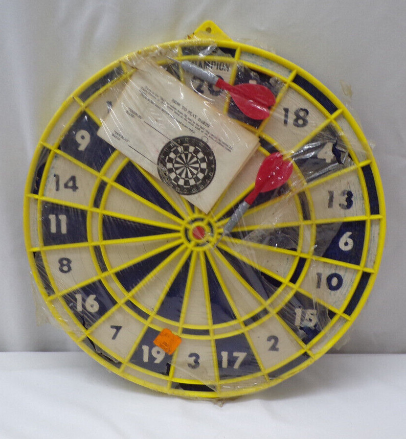 Vintage Champion Dart Board Baseball W/Set of 2 Metal Tip Darts Made In England