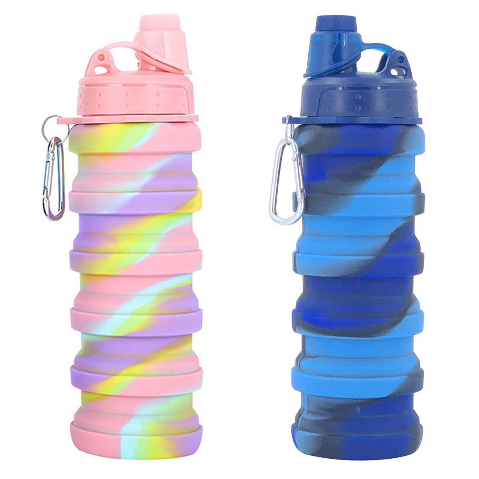 Collapsible Water Bottles Two Pack Travel Sports Portable Sport Water Bottle ...