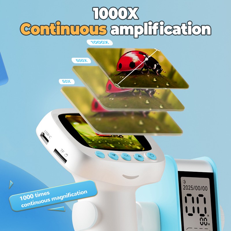 1000x Digital Microscope for Kids Science Hobbies Insect Research HD Magnifier