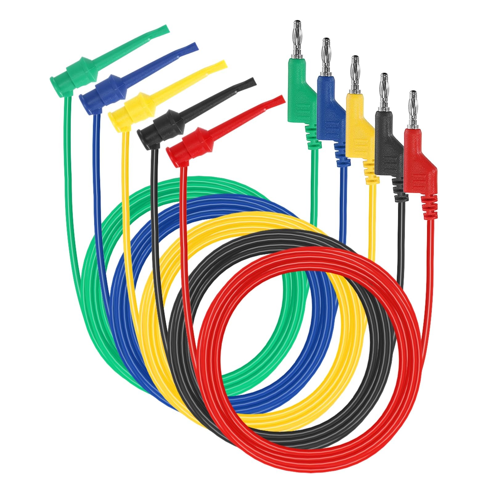 Multimeter Test Lead Set - 5Pcs Stackable Banana Plug to Test Hook Wire Cable...